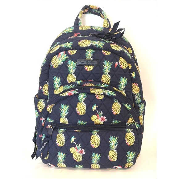 VERA BRADLEY Mini Backpack Purse Toucan Party Pineapples Small Bookbag Quilted